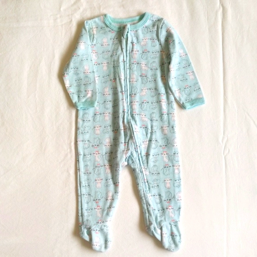 weeplay blue kittens zipper footie sleeper pajamas 3-6 months baby girl